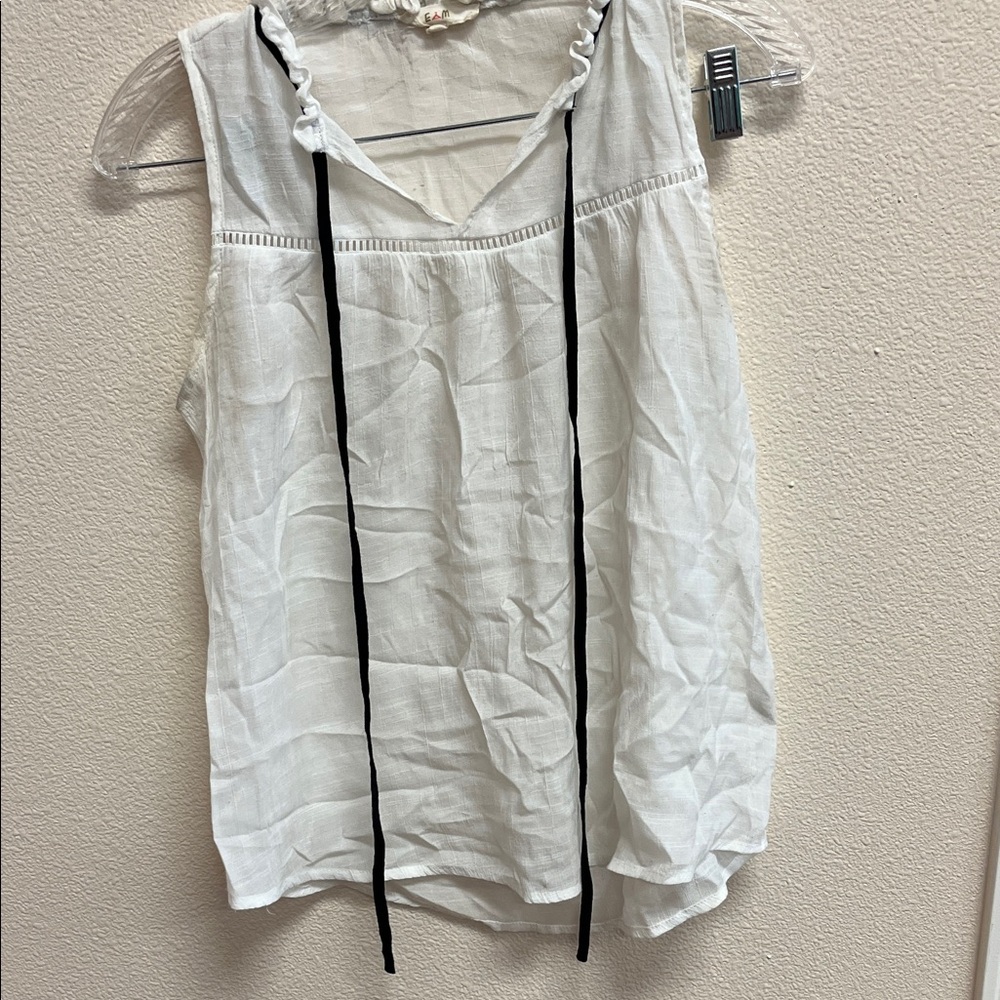 Chic White Blouse with Black Ties